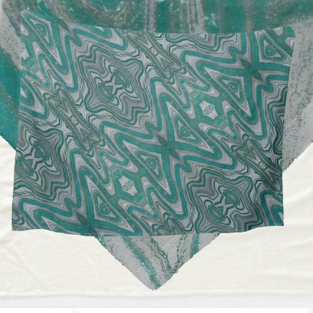 Cobertor De Velo Boho Chic Teal e Abstrato de Cinza (Criador carregado)