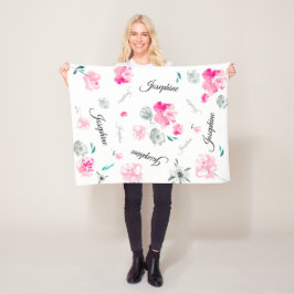 Cobertor De Velo Boho Chic Watercolor flores com nome repetido Bebê