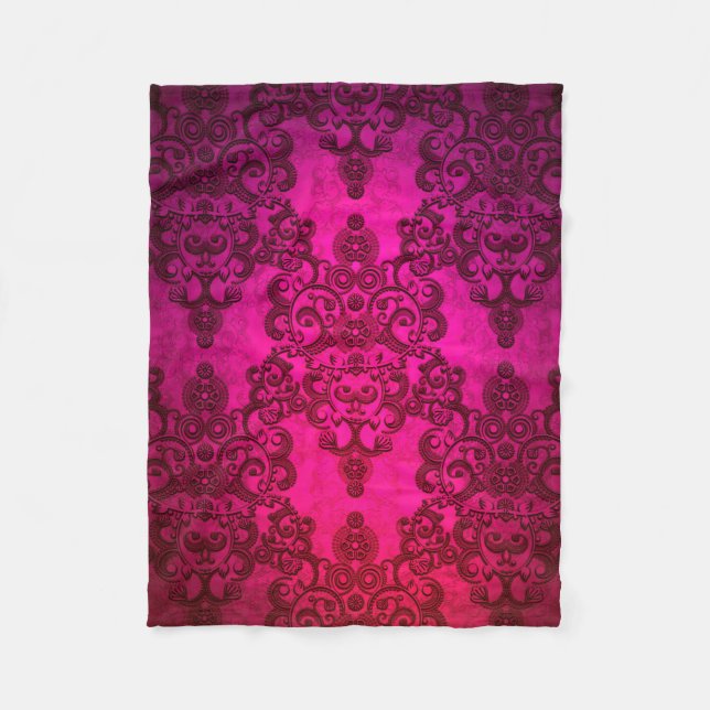 Cobertor De Velo Boho Damask Estilo Vitorioso Rosa Brilhante (Frente)