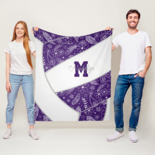 Cobertor De Velo Boho-doodle: voleibol branco roxo
