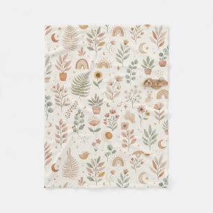 Cobertor De Velo Boho Flor Silvestre e Plantas em Vasos Neutro para