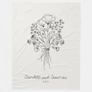 Cobertor De Velo Boho Floral Desenho de Linha Personalizado Nuvem B