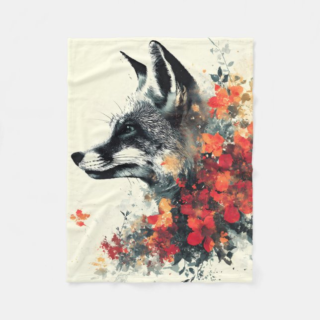 Cobertor De Velo Boho Floral Fox Willife Nature (Frente)