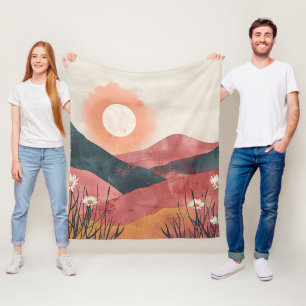 Cobertor De Velo Boho Floral Montanha Pôr do Sol – Natureza Rústica