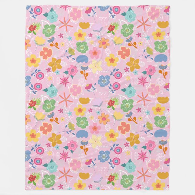 Cobertor De Velo Boho Flowers Padrão B01.w LPink BG (Frente)