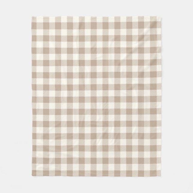 Cobertor De Velo Boho Gingham Pattern Plaid Checkered Neutral (Frente)
