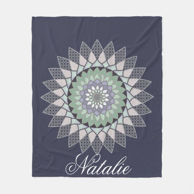 Cobertor De Velo Boho Lavanda Lotus Mandala Monograma (Frente)