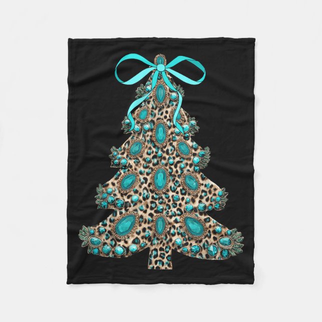 Cobertor De Velo Boho Leopard Christmas Tree Cheetah Print Coquette (Frente)