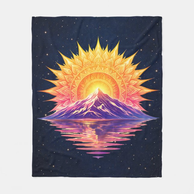 Cobertor De Velo Boho Mandala Mountain Sunset | Cosmic Night Sky (Frente)