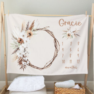 Cobertor De Velo Boho Milestone Blanket Girl - Month Blanket Person