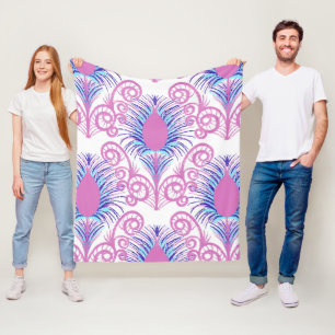 Cobertor De Velo Boho Peacock Feather Jewel Tone-Neon Pink