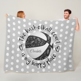 Cobertor De Velo boho penas no campo negro de basquetebol