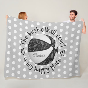 Cobertor De Velo boho penas no campo negro de basquetebol