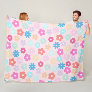 Cobertor De Velo Boho Pink Daisy Flowers Pattern
