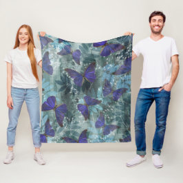 Cobertor De Velo Boho Purple Butterfly & Cyan Botanic Original