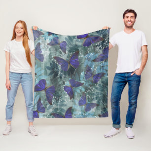 Cobertor De Velo Boho Purple Butterfly & Cyan Botanic Original