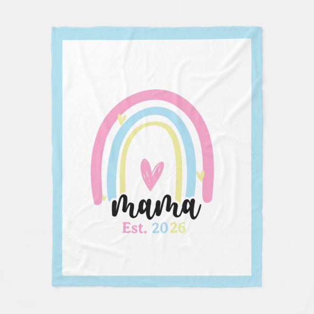 Cobertor De Velo Boho Rainbow Custom Mama Est. Year Keepsake (Frente)