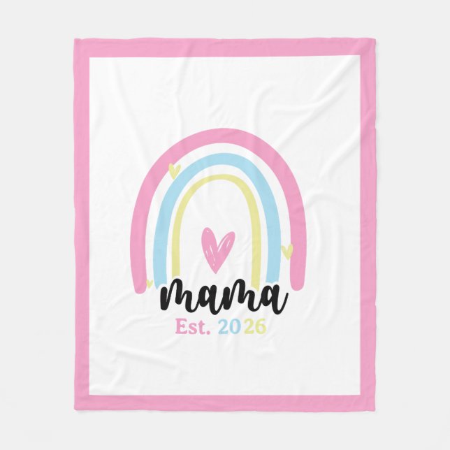 Cobertor De Velo Boho Rainbow Custom Mama Est. Year Keepsake (Frente)