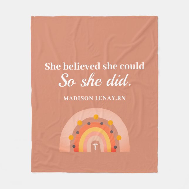Cobertor De Velo Boho Rainbow Enfermeira Inspiracional Ela Acredito (Frente)