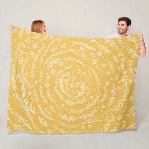 Cobertor De Velo Boho Rustic Floral Garland Folk Art Pattern Fleece