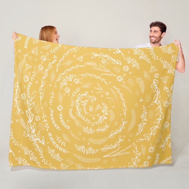 Cobertor De Velo Boho Rustic Floral Garland Folk Art Pattern Fleece (In Situ)