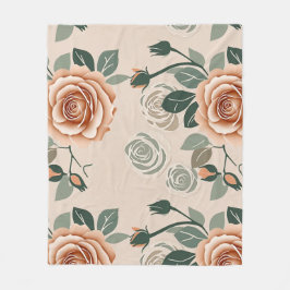 Cobertor De Velo Boho Style Roses In Pastel Orange And Sage Green 