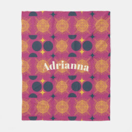 Cobertor De Velo Boho Sun Moon Stars Azul Cor-de-rosa Amarelo perso