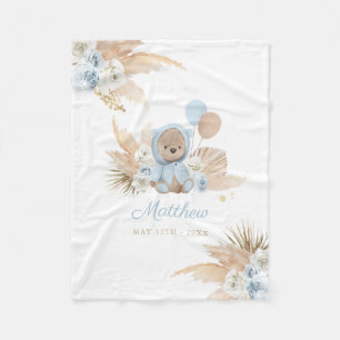 Cobertor De Velo Boho Teddy Bear Chá de fraldas Presente Garoto Urs