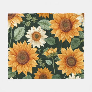 Cobertor De Velo Boho Terracotta Vintage Sunflower Pattern