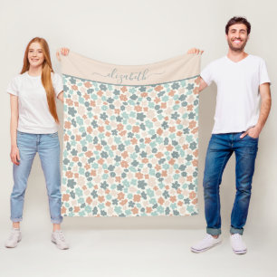 Cobertor De Velo Boho Verde Rosa Floral Personalizado 