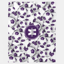 Cobertor De Velo bola branca púrpura de futebol colorido com monogr