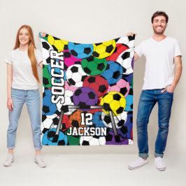 Cobertor De Velo Bola Colorida de Futebol com Texto NEGRITO