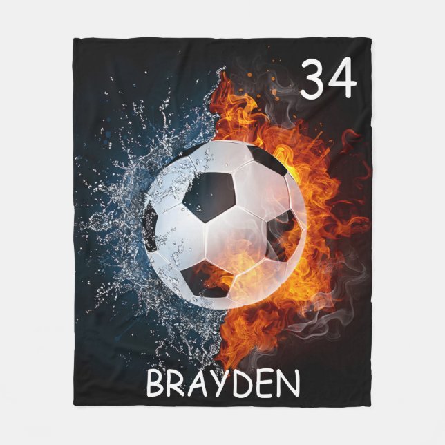 Cobertor De Velo Bola de Futebol de Nome Personalizado (Frente)