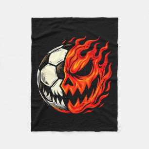 Cobertor De Velo Bola de Futebol do Dia das Bruxas Abóbora Chama Ro