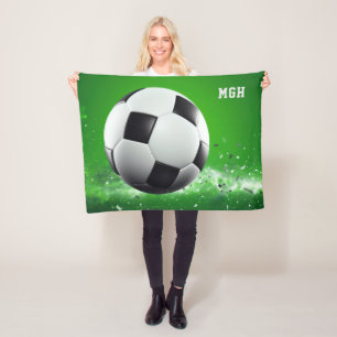 Cobertor De Velo Bola de Futebol do Monograma Personalizada