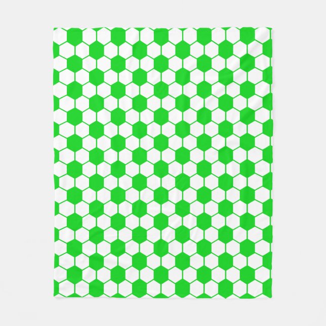 Cobertor De Velo Bola de Futebol / Futebol Textura - Branco e Verde (Frente)