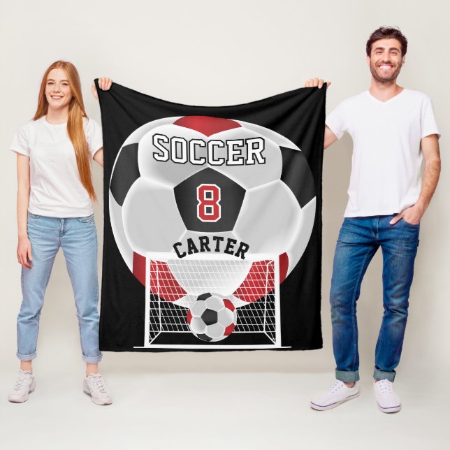 Cobertor De Velo Bola de futebol - Vermelho, Branco e Preto (In Situ)