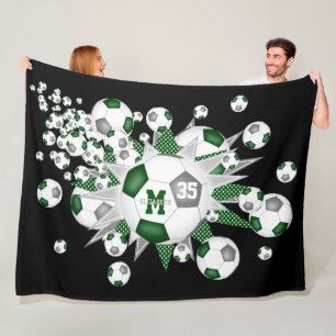 Cobertor De Velo bolas de futebol cinza verde estrelas nome meninas