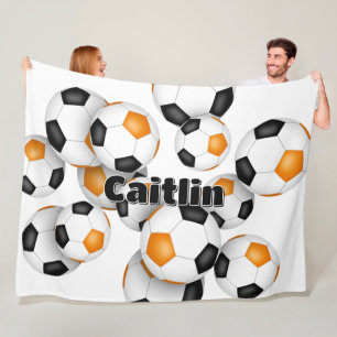 Cobertor De Velo bolas de futebol preto laranja de tamanho excessiv