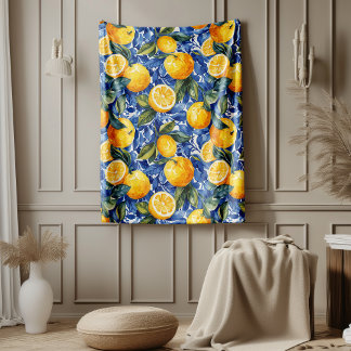 Cobertor De Velo Bold Blue Italiano Positano Lemon