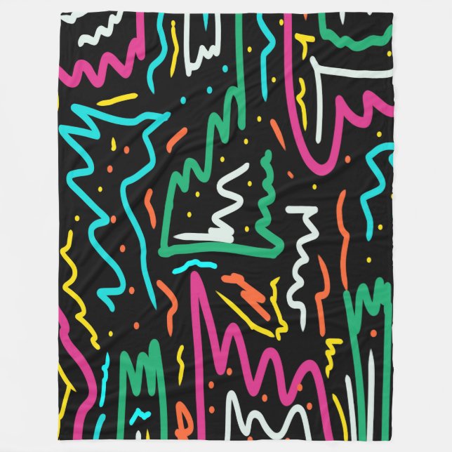 Cobertor De Velo Bold Neon Contrast Party Abstrato (Frente)