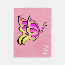 Cobertor De Velo Bold pink butterfly - personalized