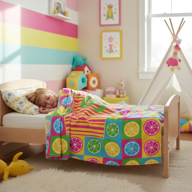 Cobertor De Velo Bold S Initial Citrus Squares Vibrant (Criador carregado)
