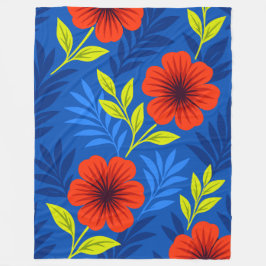 Cobertor De Velo Bold Vermilion Red Florals with Elegant Leaves