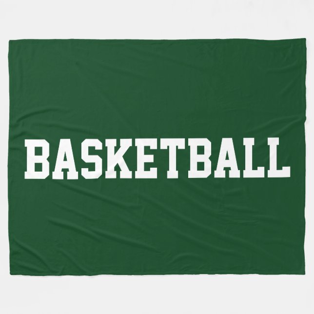Cobertor De Velo Bold White BASKETBALL Text On Deep Forest Green (Frente (Horizontal))