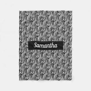 Cobertor De Velo Bold Zebra Stripe Preto e Branco com Nome