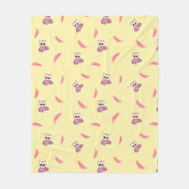 Cobertor De Velo Boletim Amarelo Cozy com Corujas e Penas