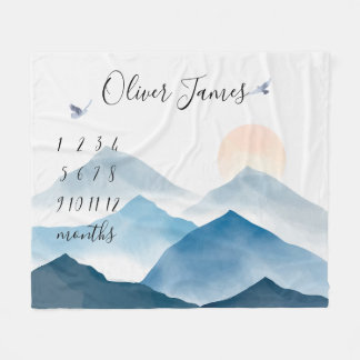 Cobertor De Velo Boletim Mensal do Milestone do Bebê das Montanhas