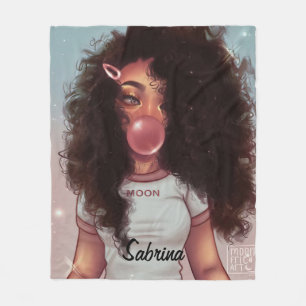 Cobertor De Velo Bolha de nome personalizado Blanket Black Girl