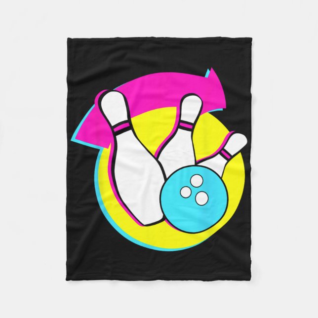 Cobertor De Velo Boliche Party Funny Retro Boliches Jogadores Bowle (Frente)